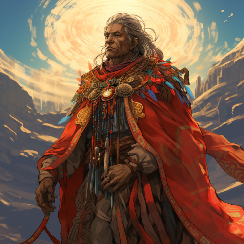 Aztec Elder with Flowing Runed Poncho