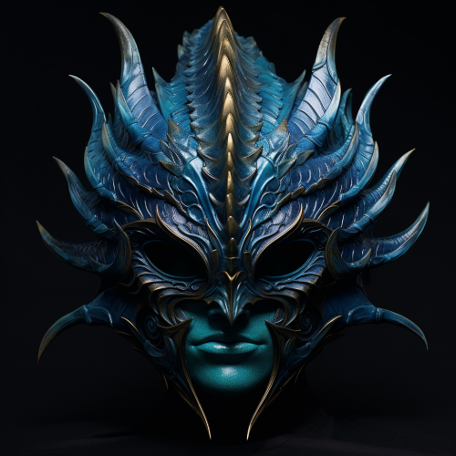 Half mask of azure scales and horn Half mask of azure scales and horn