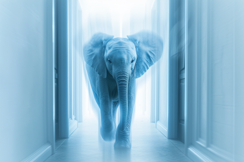 Baby elephant ghost walking in newroom