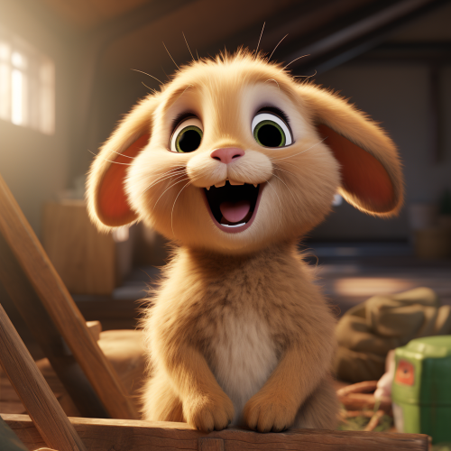 Cute baby lop earred rabbit in Pixar animation style