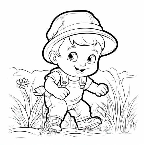 Baby Sneak in Grass Cartoon