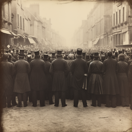 Back view of crowd in 1860