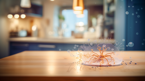 Small bacteria on kitchen table