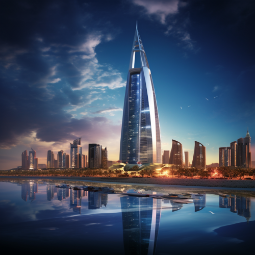 Poster of Bahrain Worldtrade Center by the sea