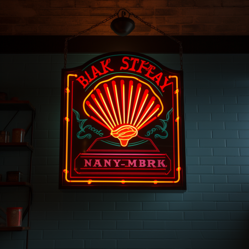 Bakery flag sign illuminated