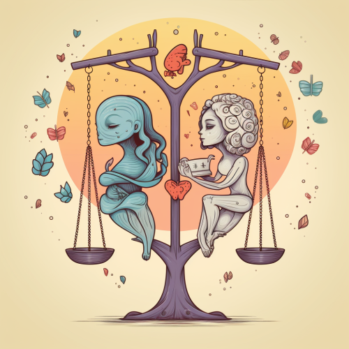 Cartoon style image of balancing AI and emotional intelligence