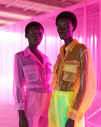 Balenciaga models in pink hall