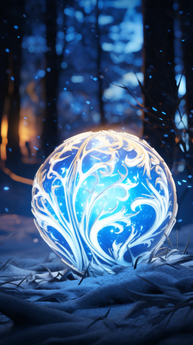 Wild Ornament Ball on Snowy Nature Background