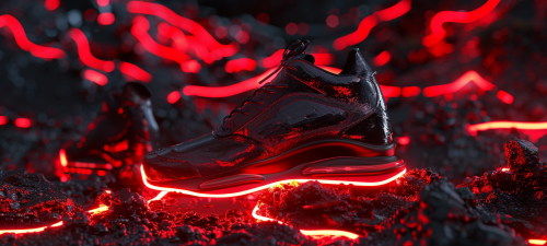 Dark metal red neon rock graphic