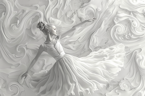 Ballerina Line Art Gray Scale