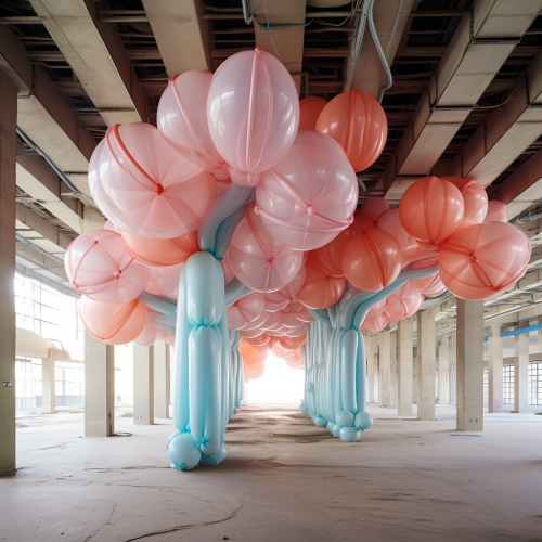 Balloon between slabs bursting with architectural design
