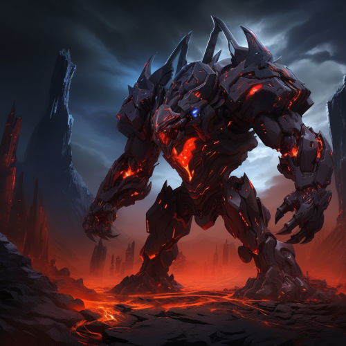 Black mecha with glowing red energy