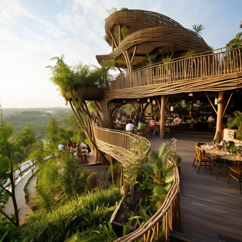 Unique bamboo cafe with stunning architecture Unique bamboo cafe with stunning architecture