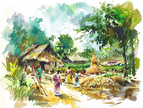 Bangladeshi village scene Nobanno festival