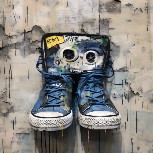 Banksy sneaker head design with graffiti art