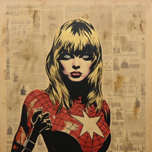 Banksy's Gold Taylor Swift as Spiderwoman Artwork
