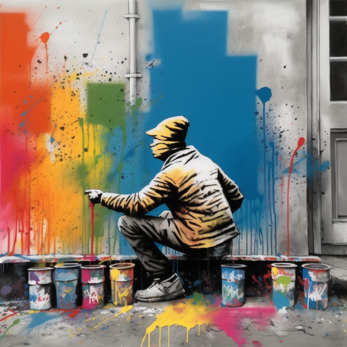 Colorful Bansky Painting Artwork
