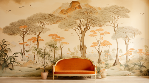 Beautiful Baobab Trees in De Gournay Style Beautiful Baobab Trees in De Gournay Style