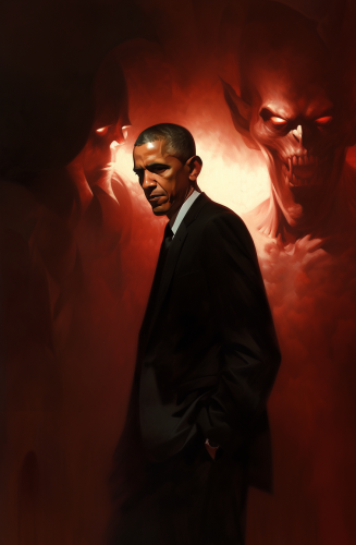 Barack Obama in ominous lighting