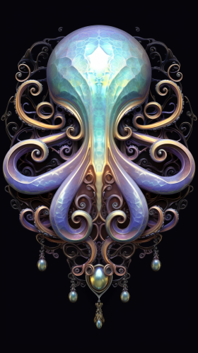 Colorful Baroque Stained Glass Octopus