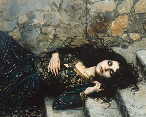 Dark Haired Baroque Woman Painting