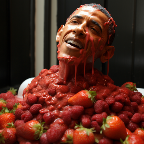 Barack Obama covered in strawberry jam Barack Obama covered in strawberry jam