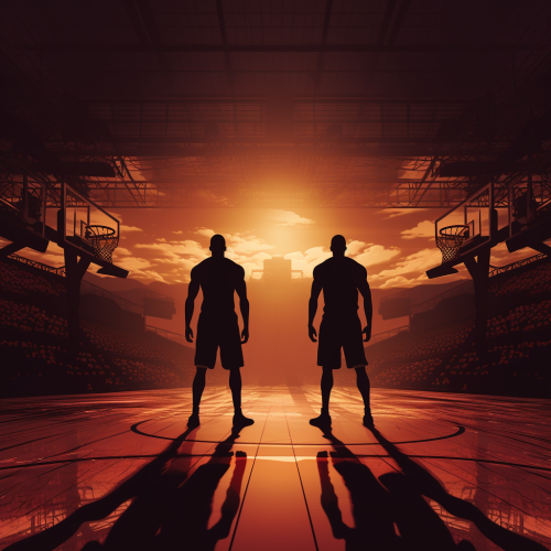 Tall basketball players dominating on the court