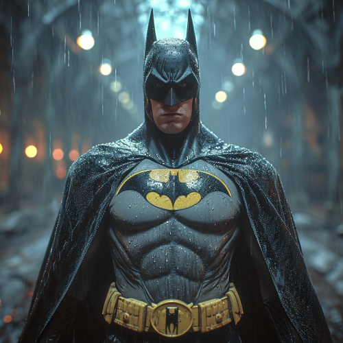 Wide-angle action pose of Batman