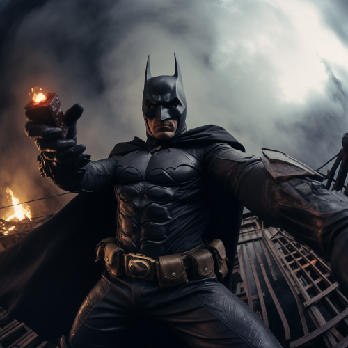 Batman taking selfie on rooftop