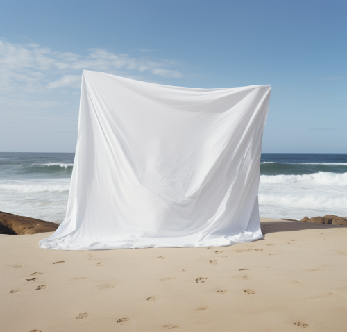 Beautiful beach blanket on white background