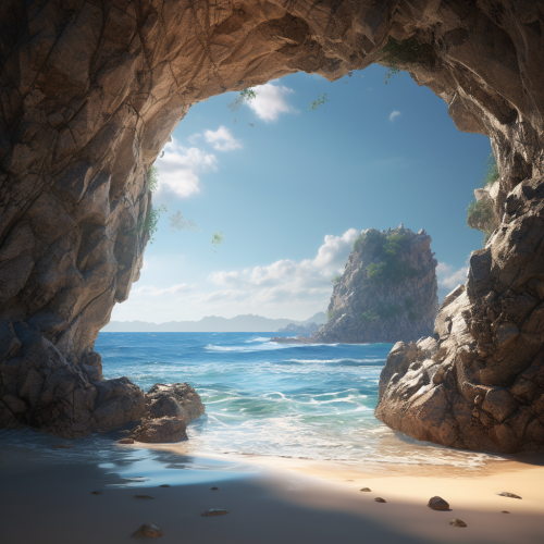 Aesthetic beach with a unique rock formation