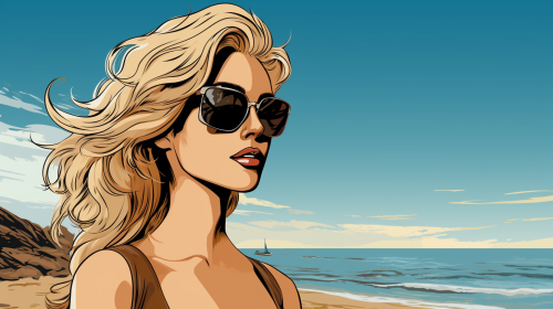 Woman at the beach enjoying sunny day Woman at the beach enjoying sunny day