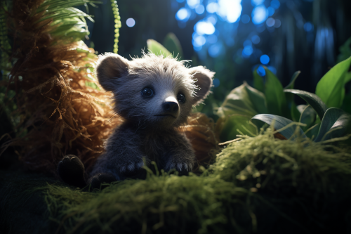 Adorable Bear Cub in Forest Adorable Bear Cub in Forest