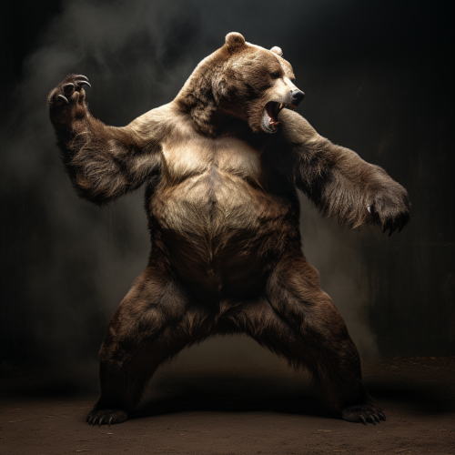Bear in a Dynamic Chiaroscuro Pose