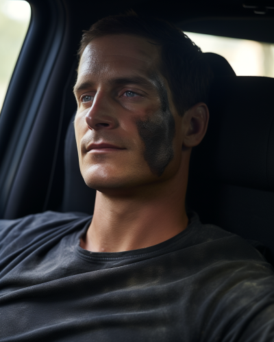 Bear Grylls wearing spa facial mask cream