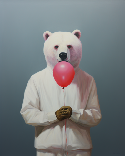 Bear with Lollipop - Minimalist Surrealistic Art