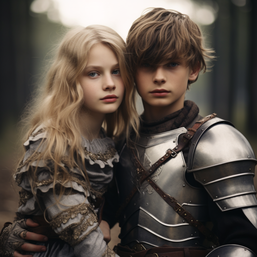 Young prince with blonde hair and female knight