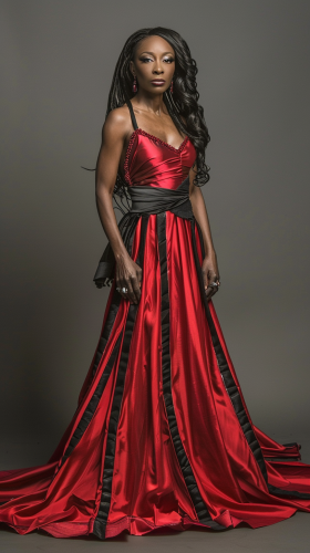 African American Queen in Red Dress