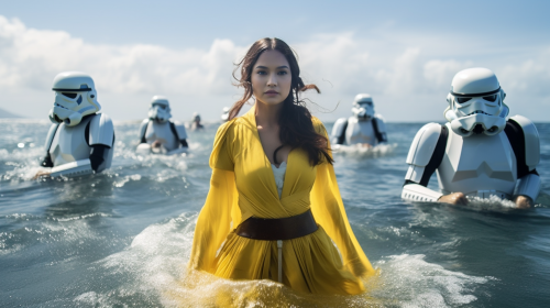 Beautiful Asian Model in Yellow Dress