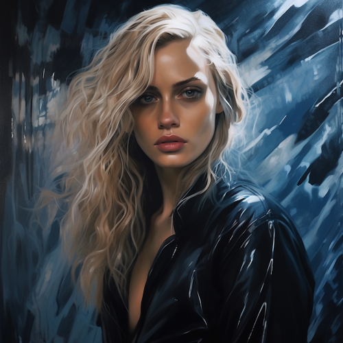 Gorgeous blond woman in sci-fi style