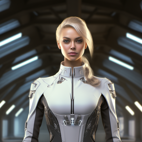 Beautiful Female Executor in Futuristic Attire