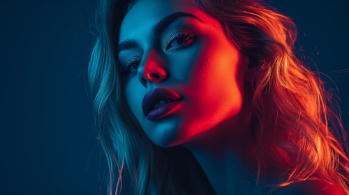 Beautiful Female on Dark Blue Background
