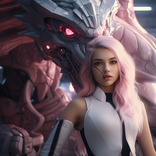 Young woman poses with pink dragon