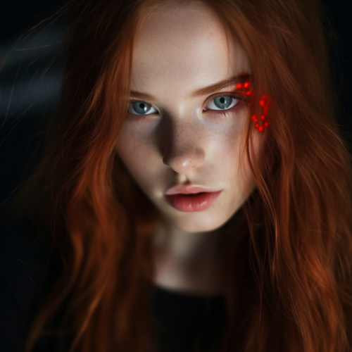 Beautiful girl with captivating red eyes