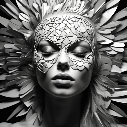 Beautiful woman in monochromatic high contrast image