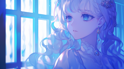 Sad Princess Looking Out Window