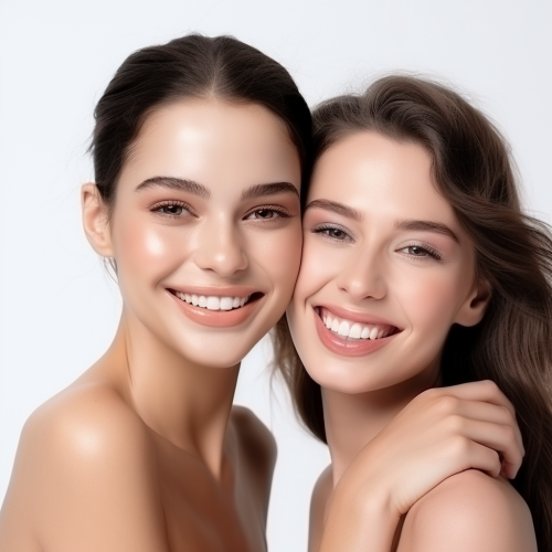 Women with beautiful smiles and clean skin