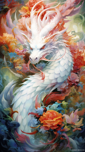 Brightly colored divine dragon illustration Brightly colored divine dragon illustration