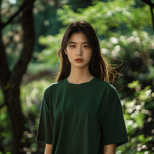 Woman in Green T-Shirt