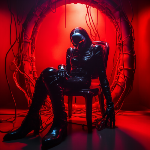 Woman in Dark Latex and Nylon